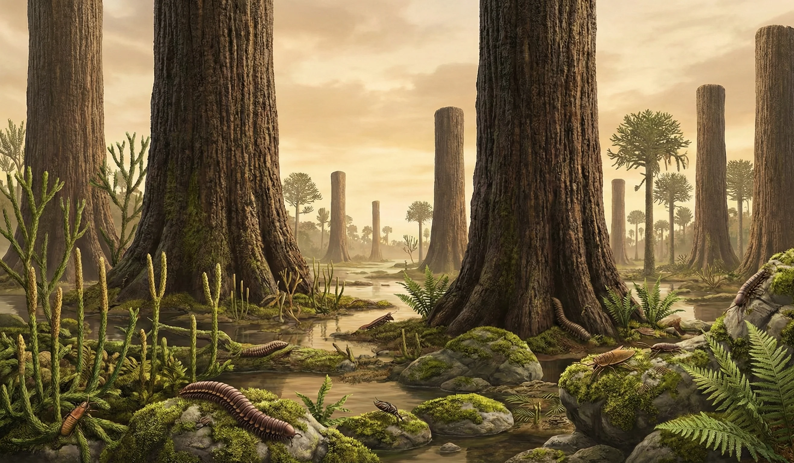 Prototaxites reconstruction in Devonian landscape