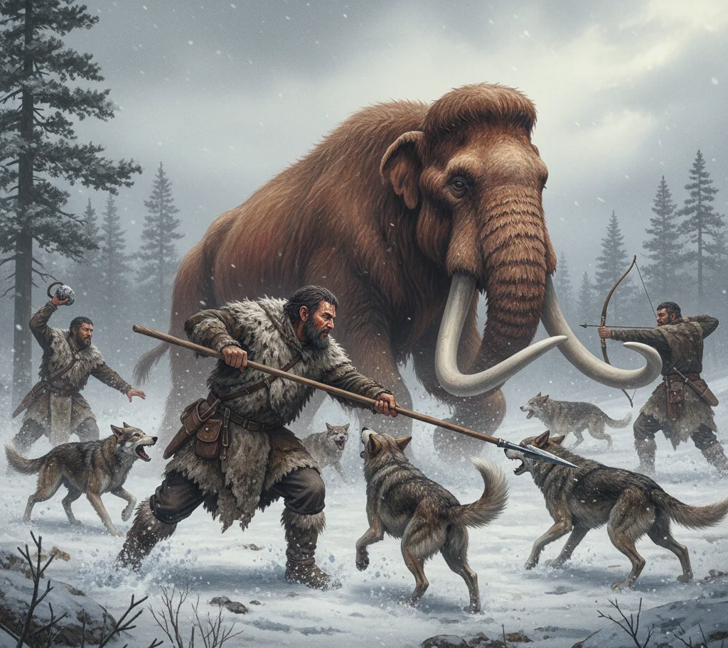 Early human hunting with domesticated wolves