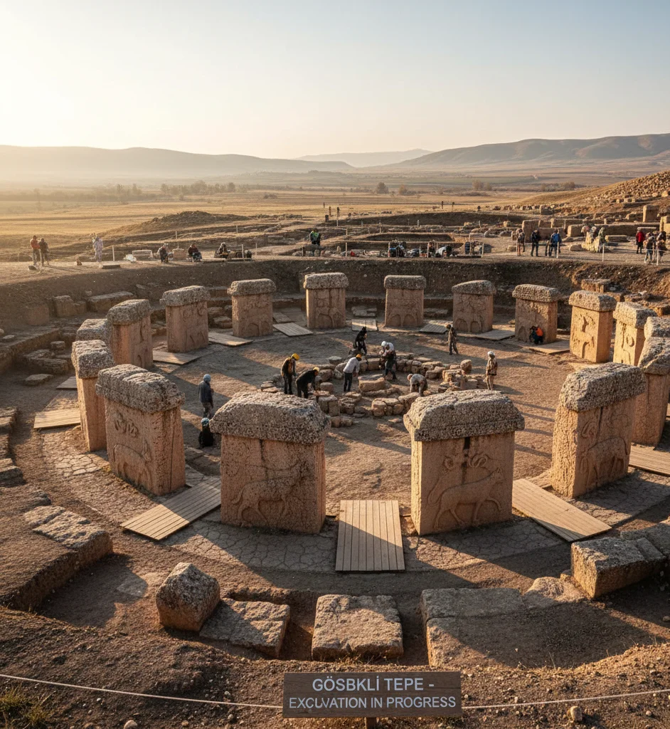 Gobekli Tepe pillars circle excavation
