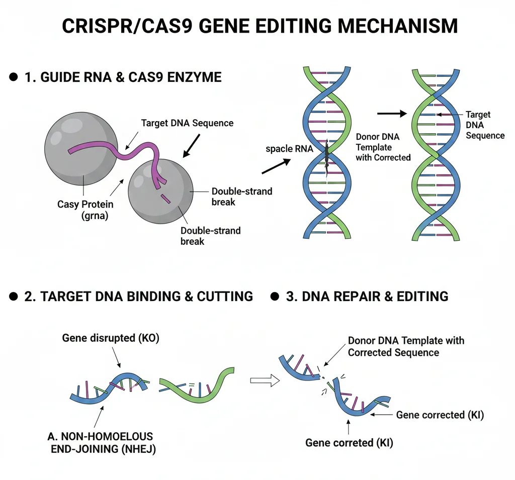 CRISPR DNA editing mechanism diagram
