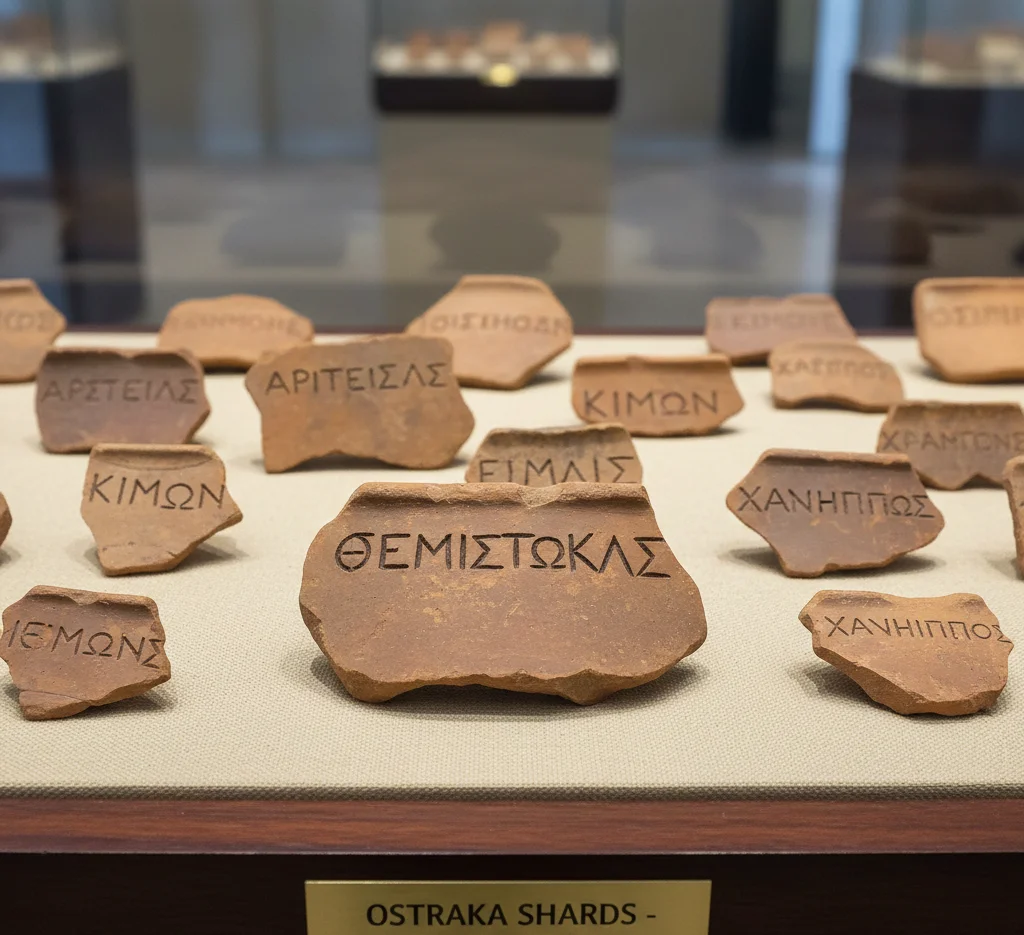 Ostraka shards with names like Themistocles
