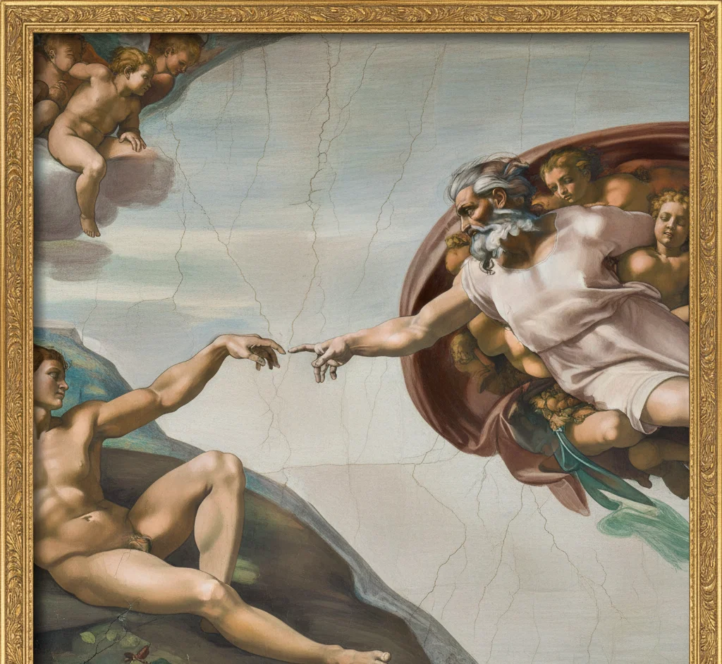 Creation of Adam Sistine Chapel close up